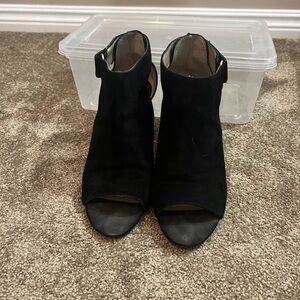Black suede wedge bootie size 7.5